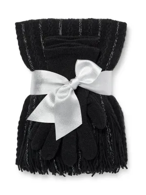 2-Piece Metallic Thread Scarf & Gloves Set