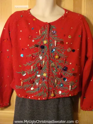 80s Classic Bling Tree Tacky Ugly Christmas Sweater (f785)