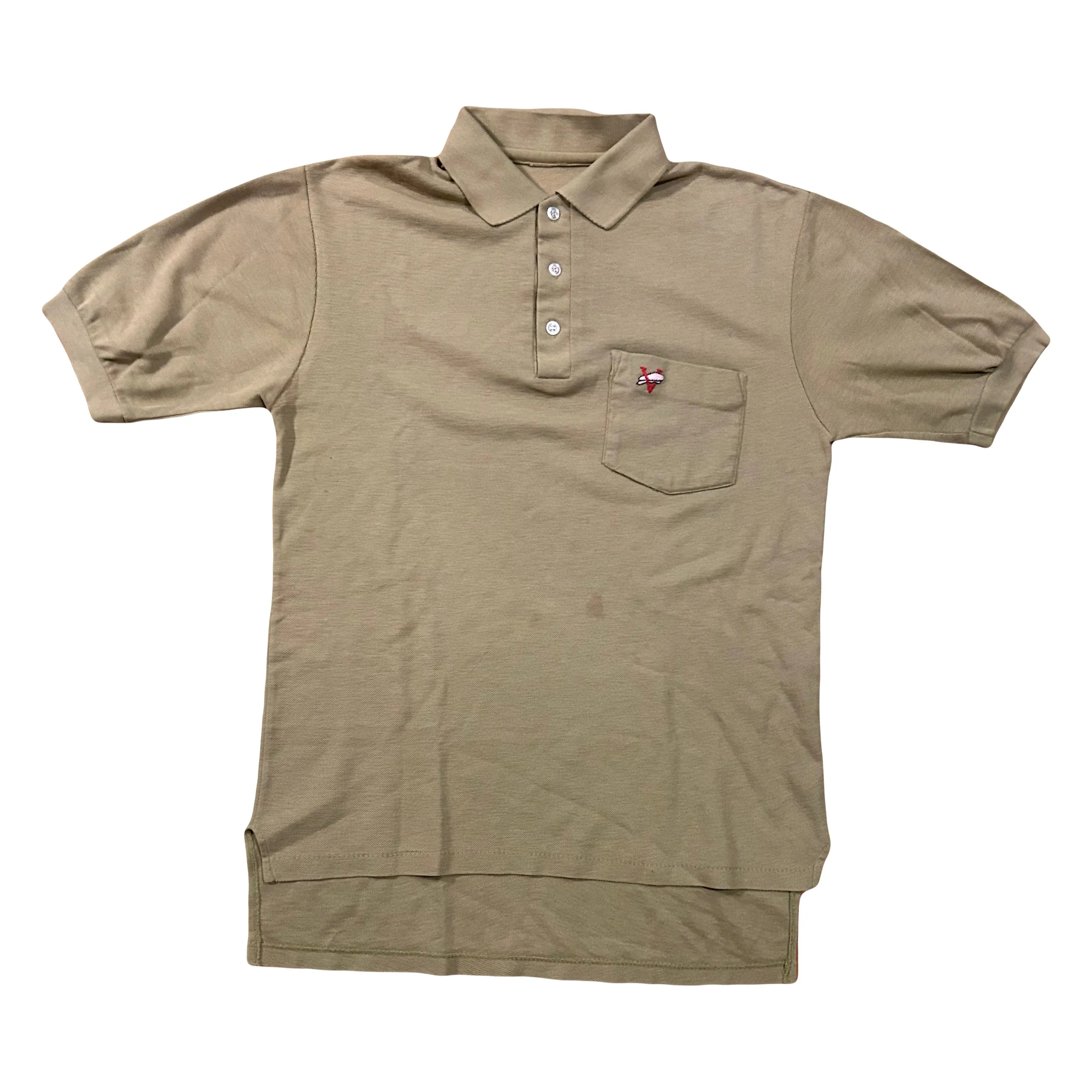 80’s Green Tan Polo Shirt - Small - 18” x 24”
