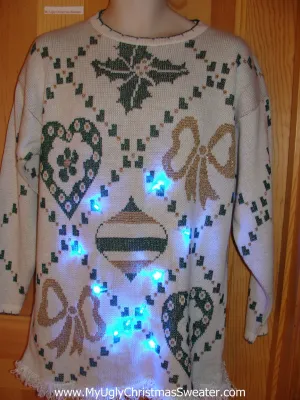 80s Light Up Ugly Christmas Sweater with fringe
