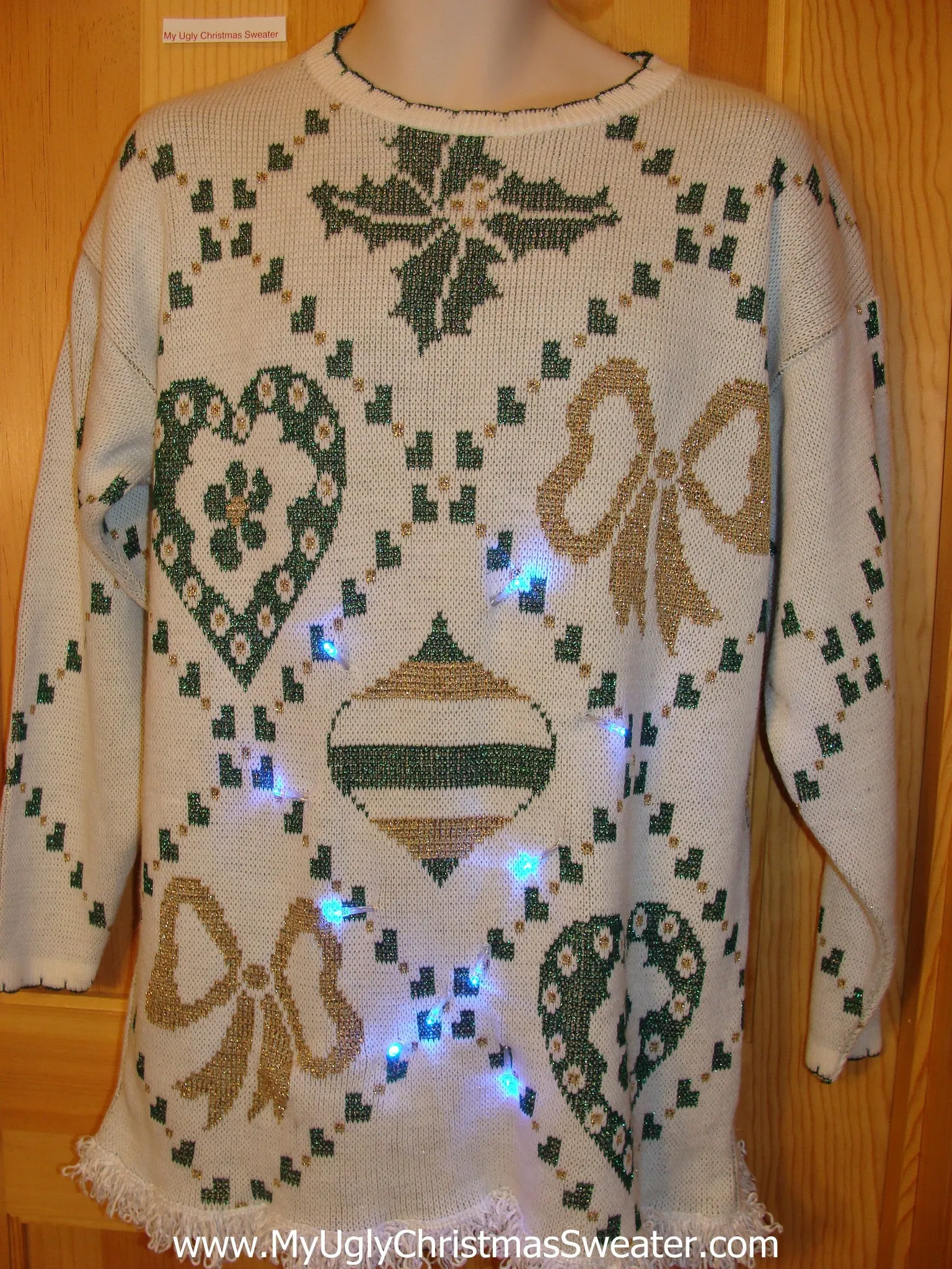 80s Light Up Ugly Christmas Sweater with fringe