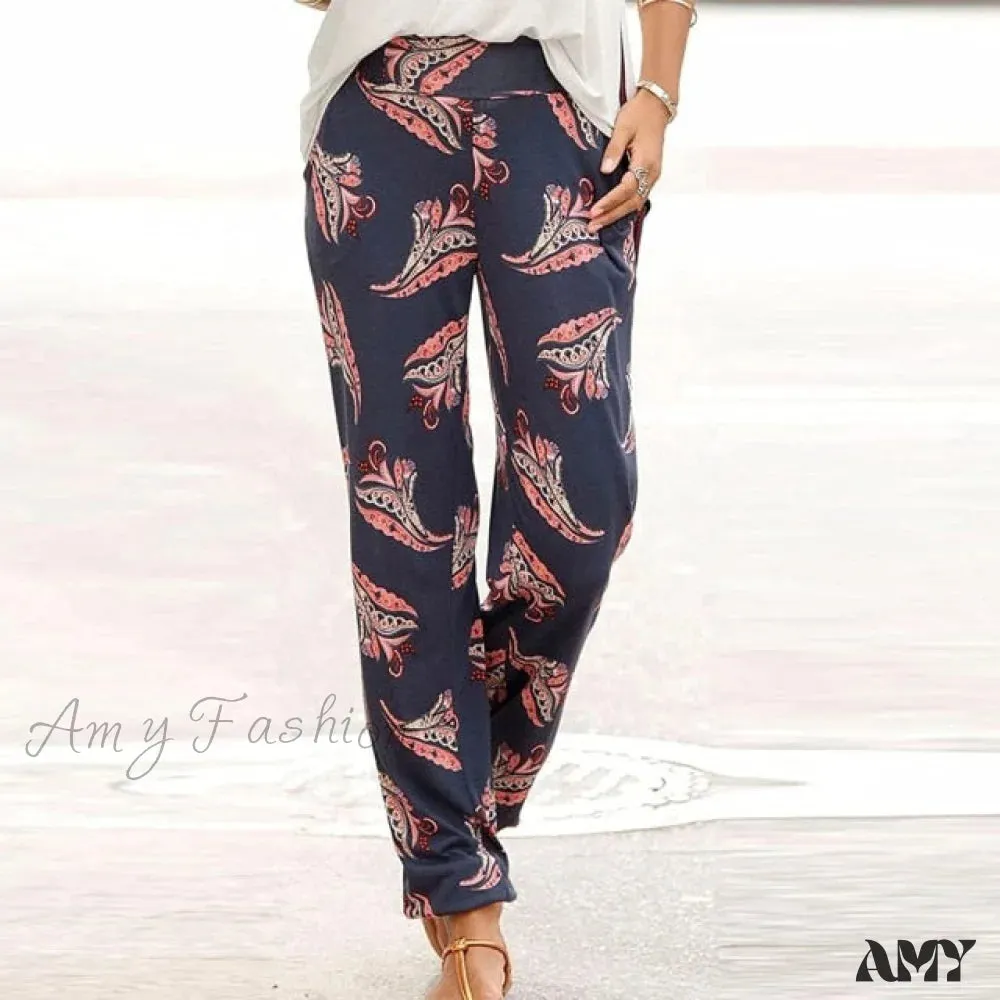 Amy Fashion - High Waist 3D Printing Trousers Long Pants