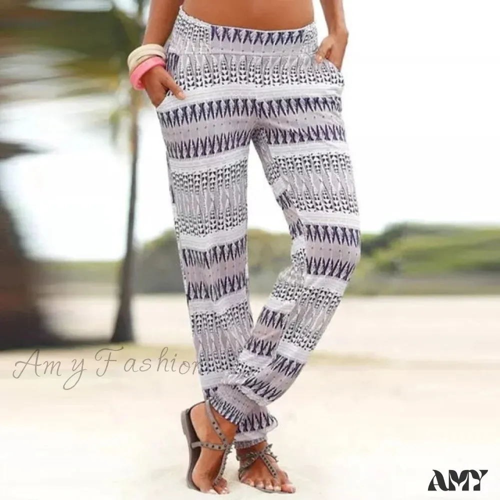 Amy Fashion - High Waist 3D Printing Trousers Long Pants
