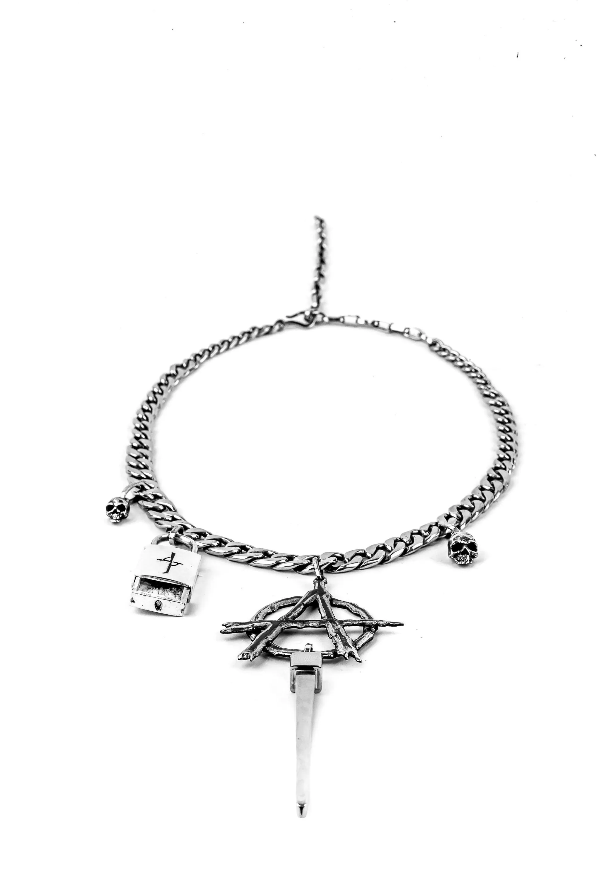 Anarchy Silver Chainlink Stash Necklace