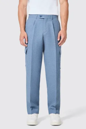 Anthony Oversized Blue Waffle Knit Cotton Trousers
