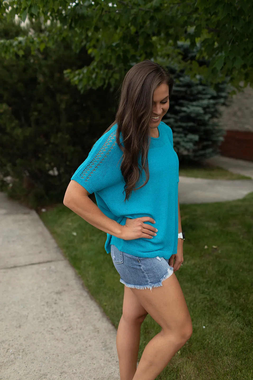 Aqua Knit Oversized SS Top (SM-XL)