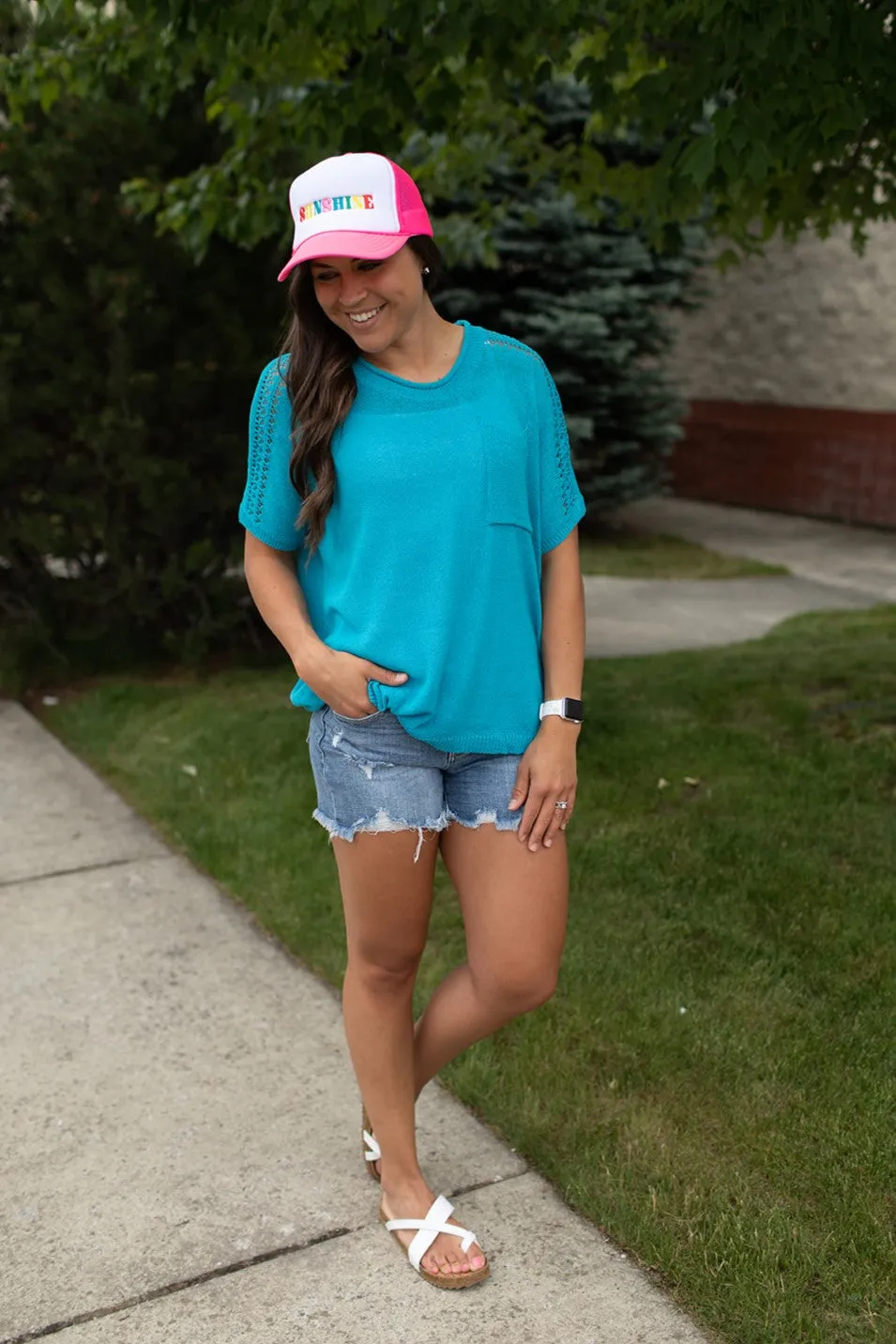 Aqua Knit Oversized SS Top (SM-XL)