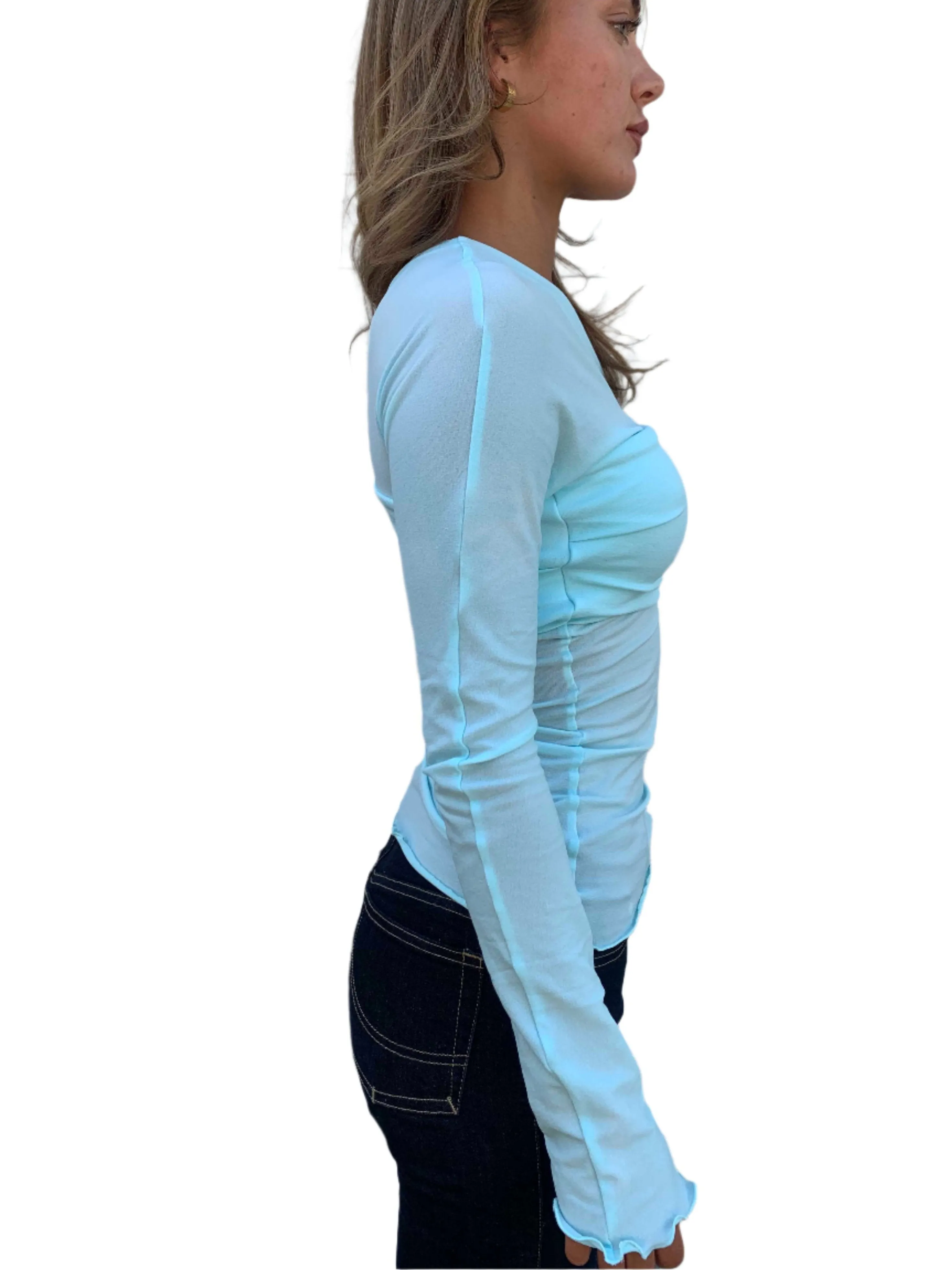 Avalon off shoulder Top. Aquamarine