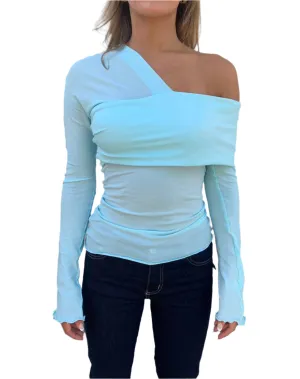 Avalon off shoulder Top. Aquamarine