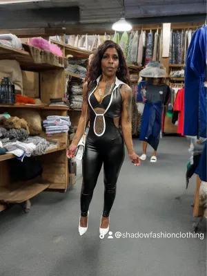bad and boujee pu jumpsuit