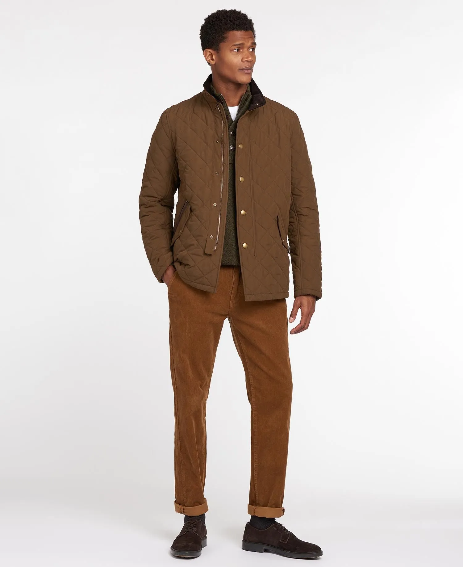 Barbour Shoveler Quilted Jacket In Dark Sand