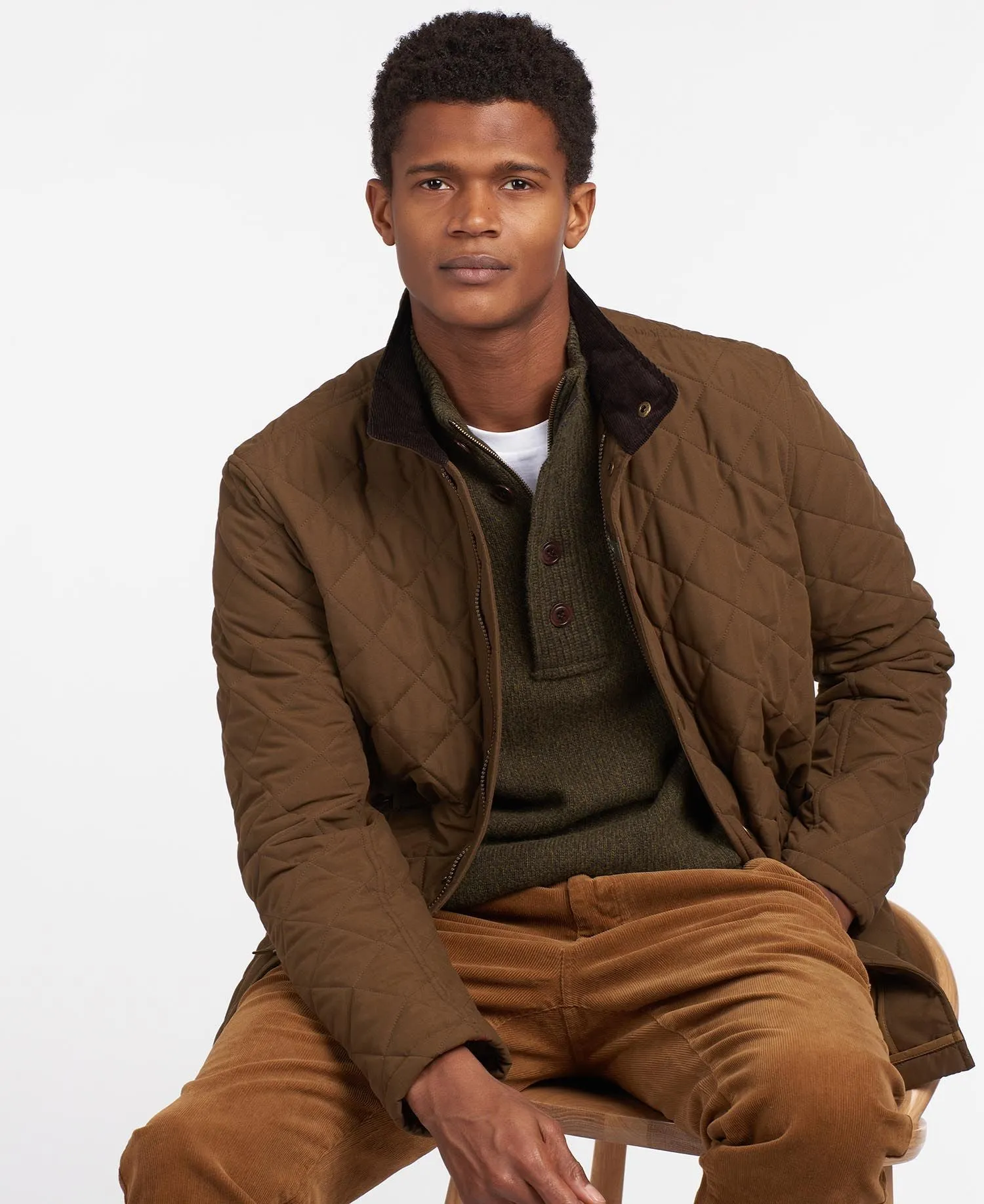 Barbour Shoveler Quilted Jacket In Dark Sand