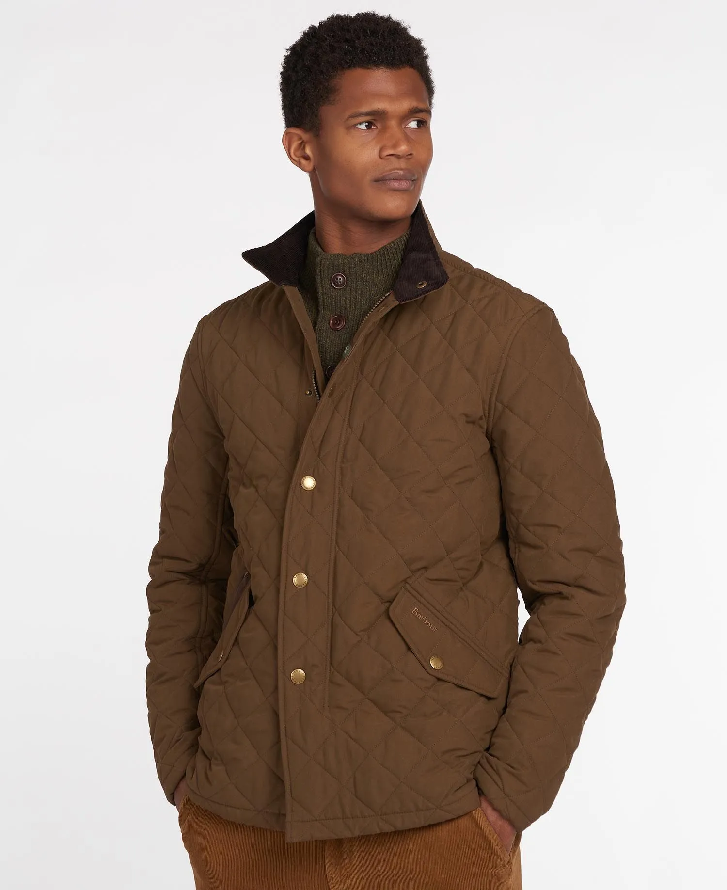 Barbour Shoveler Quilted Jacket In Dark Sand