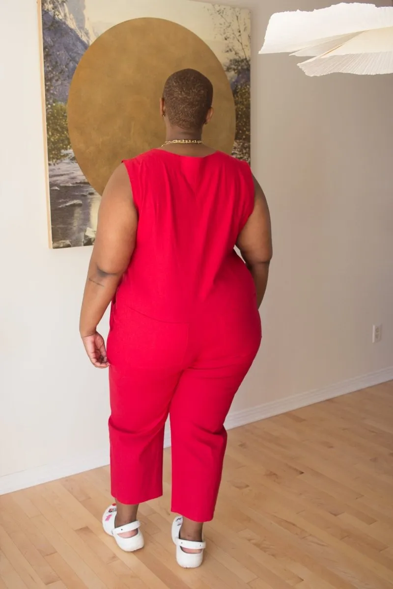 Birds of North America Myna Jumpsuit (Red)