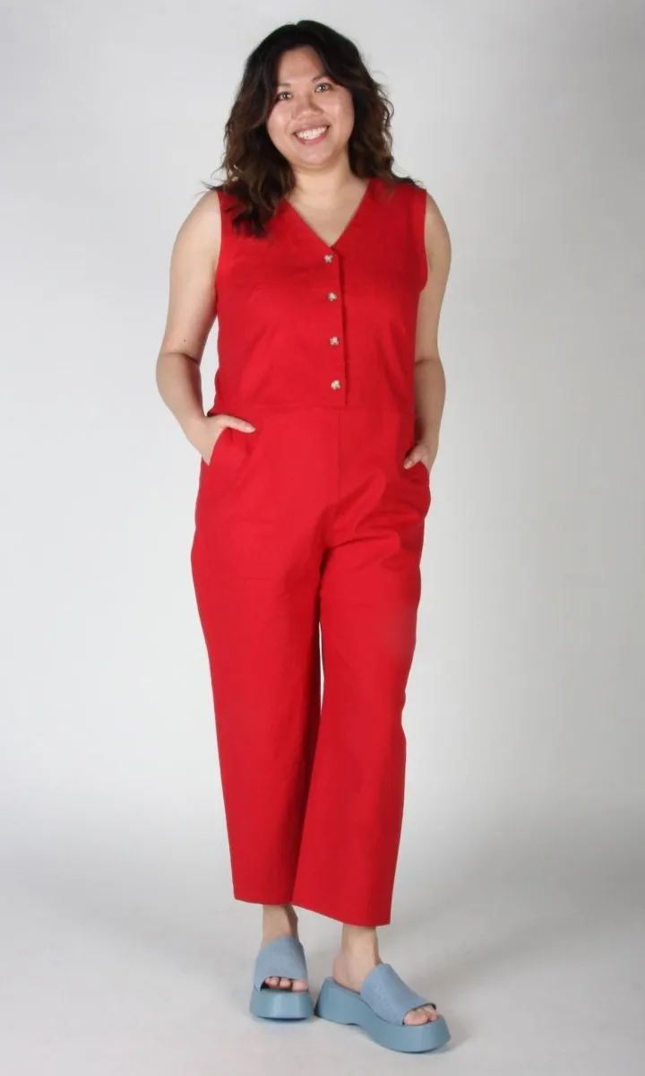 Birds of North America Myna Jumpsuit (Red)