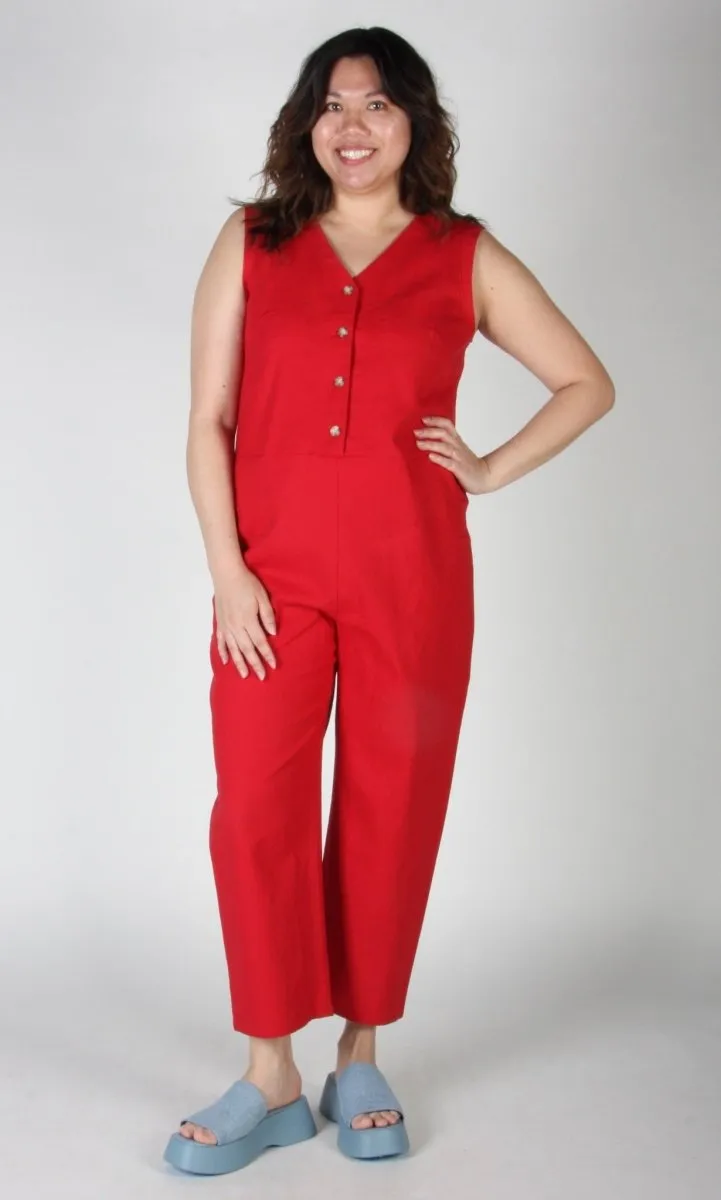 Birds of North America Myna Jumpsuit (Red)