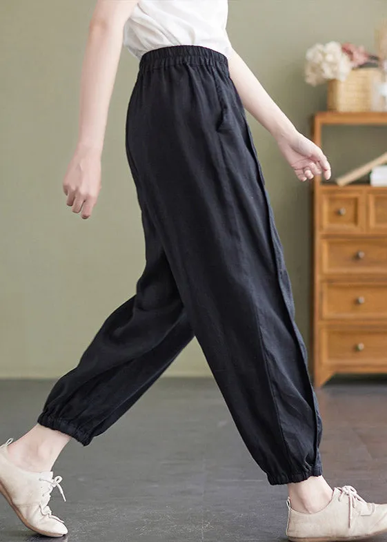 Black High Waist Cozy Solid Crop Pants LY4643