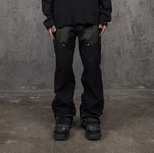 Black Tactical Rivet Cargo Pants