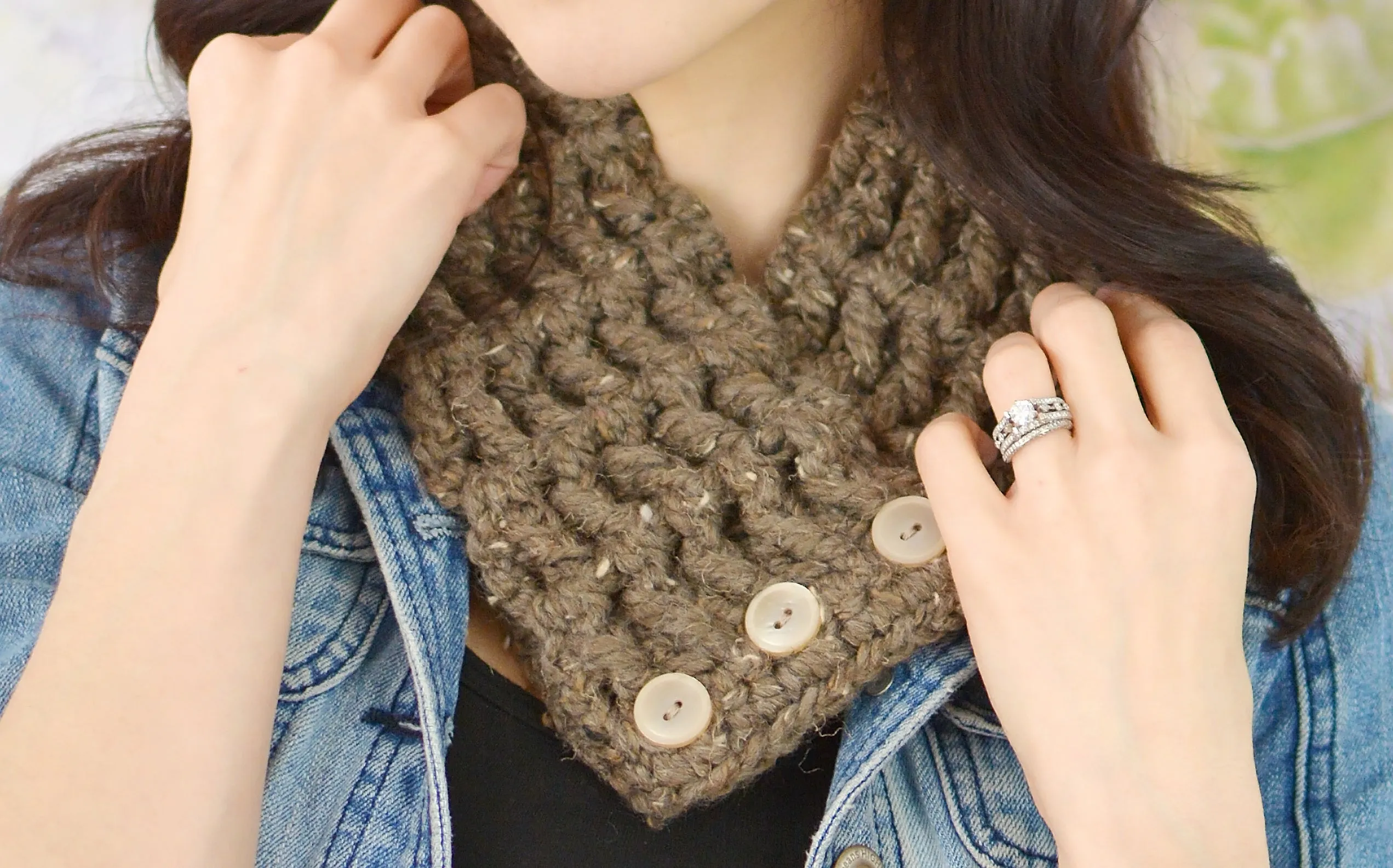 Brown marble button scarf