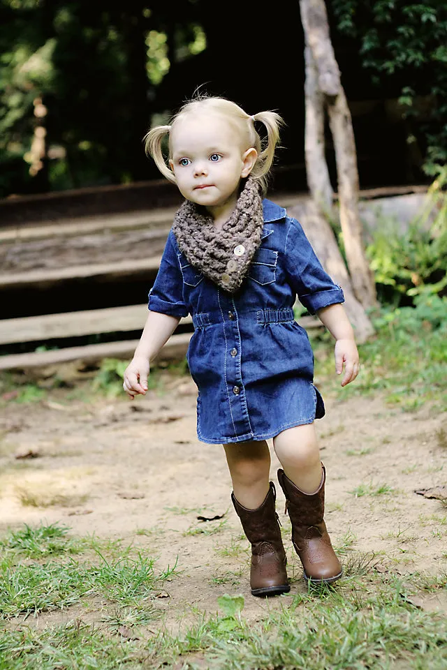 Brown marble button scarf