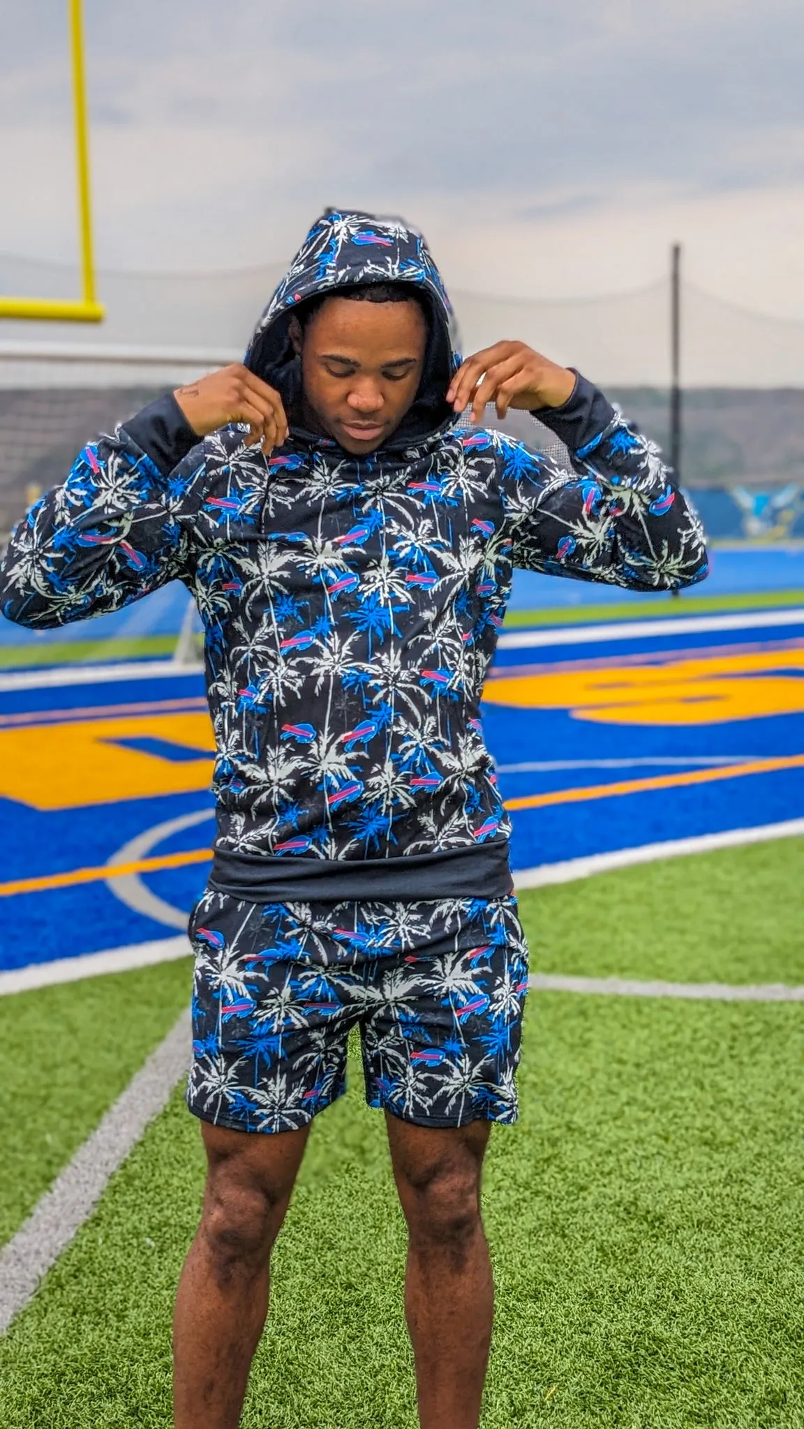 Buffalo Bills Midnight Palm Tree Lightweight Hoodie