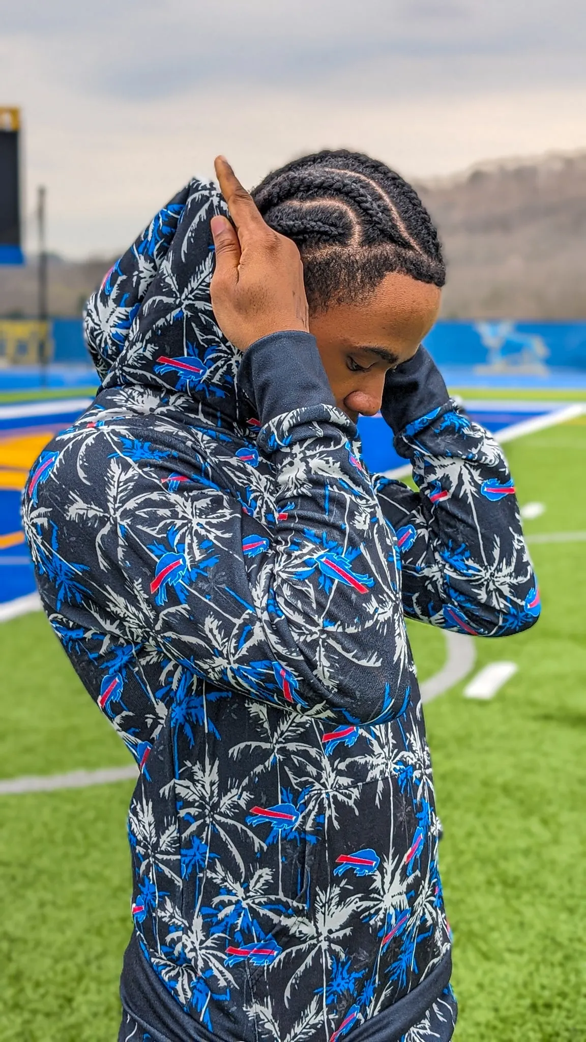 Buffalo Bills Midnight Palm Tree Lightweight Hoodie