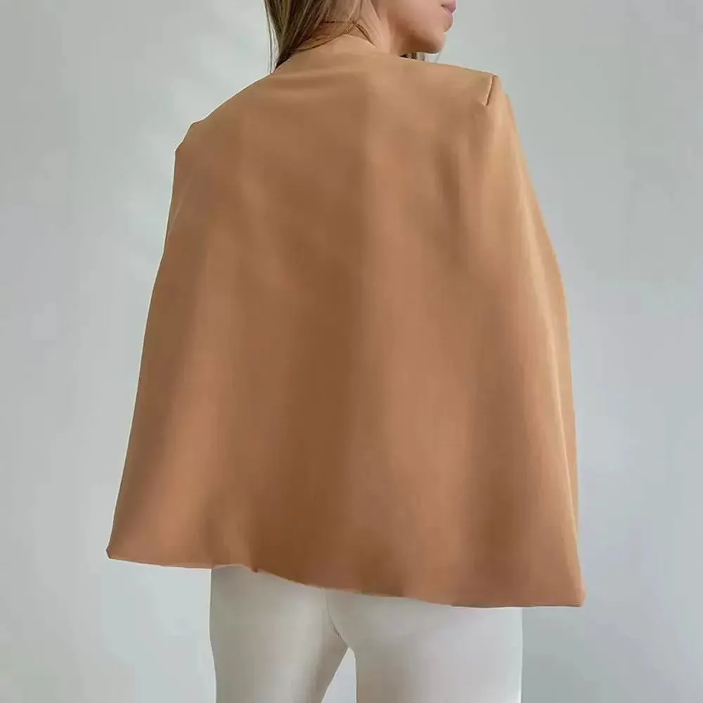 Cape And Shawl Casual Collarless Jacket