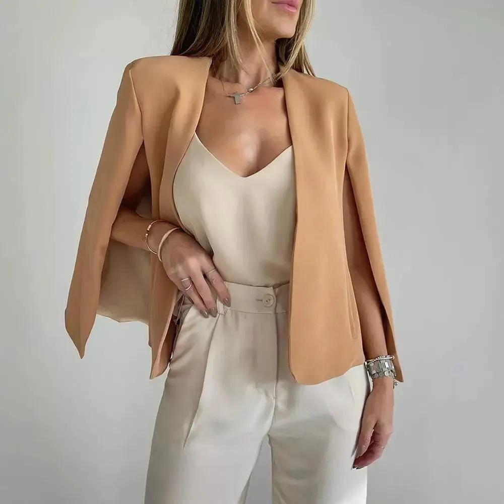 Cape And Shawl Casual Collarless Jacket
