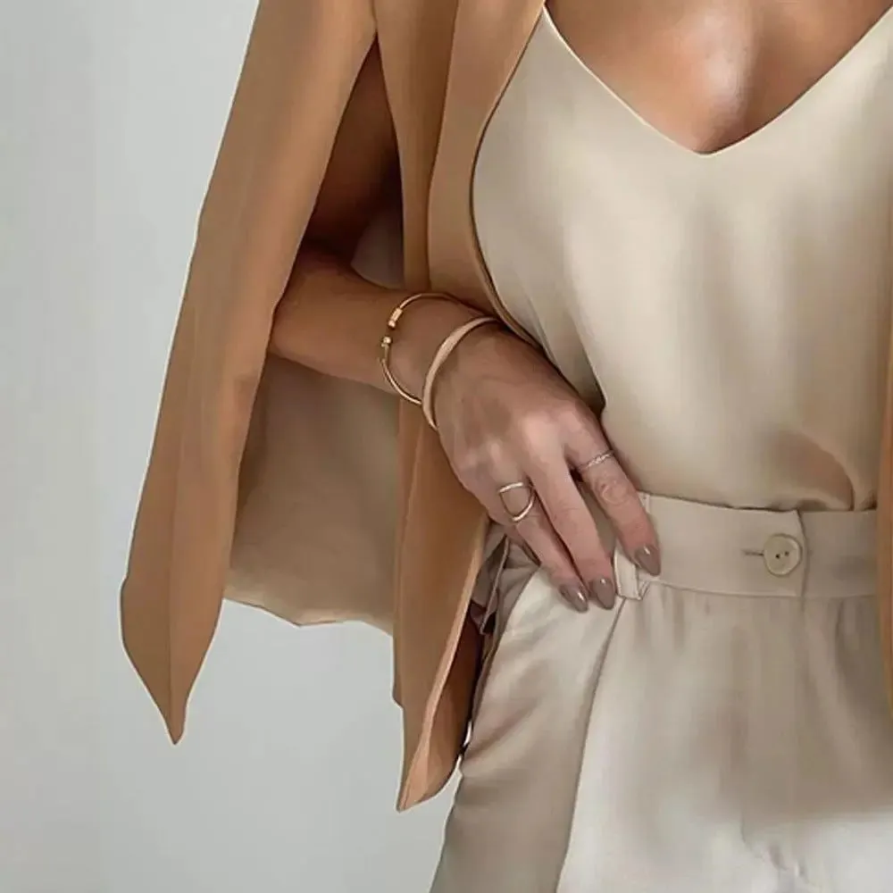 Cape And Shawl Casual Collarless Jacket
