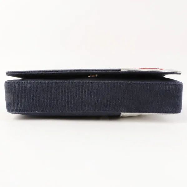 Chanel Around 2002 Made Denim Chocolate Bar Cc Mark No.5 Stitch Chain Shoulder Bag Navy/Silver/Red