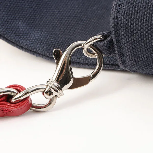 Chanel Around 2002 Made Denim Chocolate Bar Cc Mark No.5 Stitch Chain Shoulder Bag Navy/Silver/Red