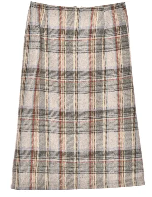 Checked Grey Midi Skirt - M