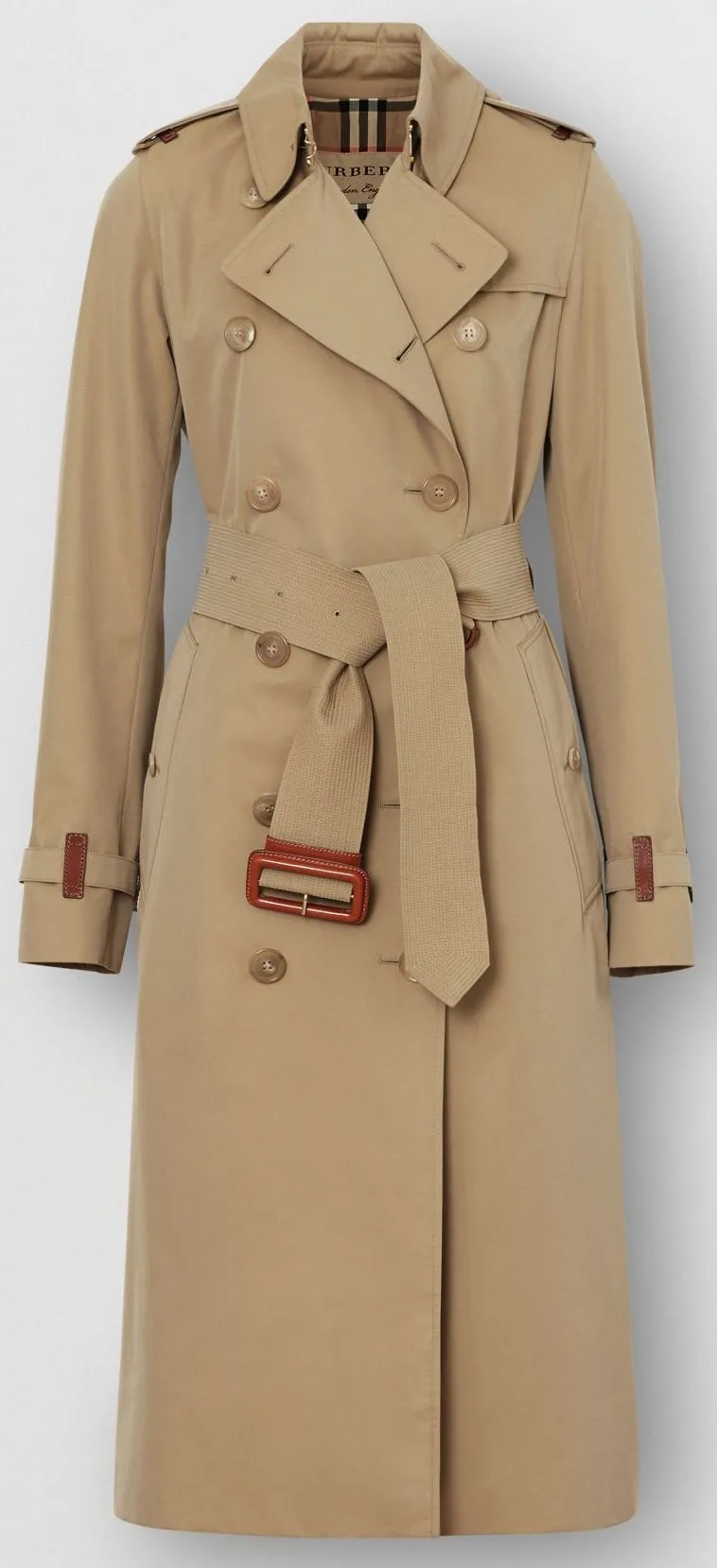 Cotton Gabardine Trench Coat, Honey