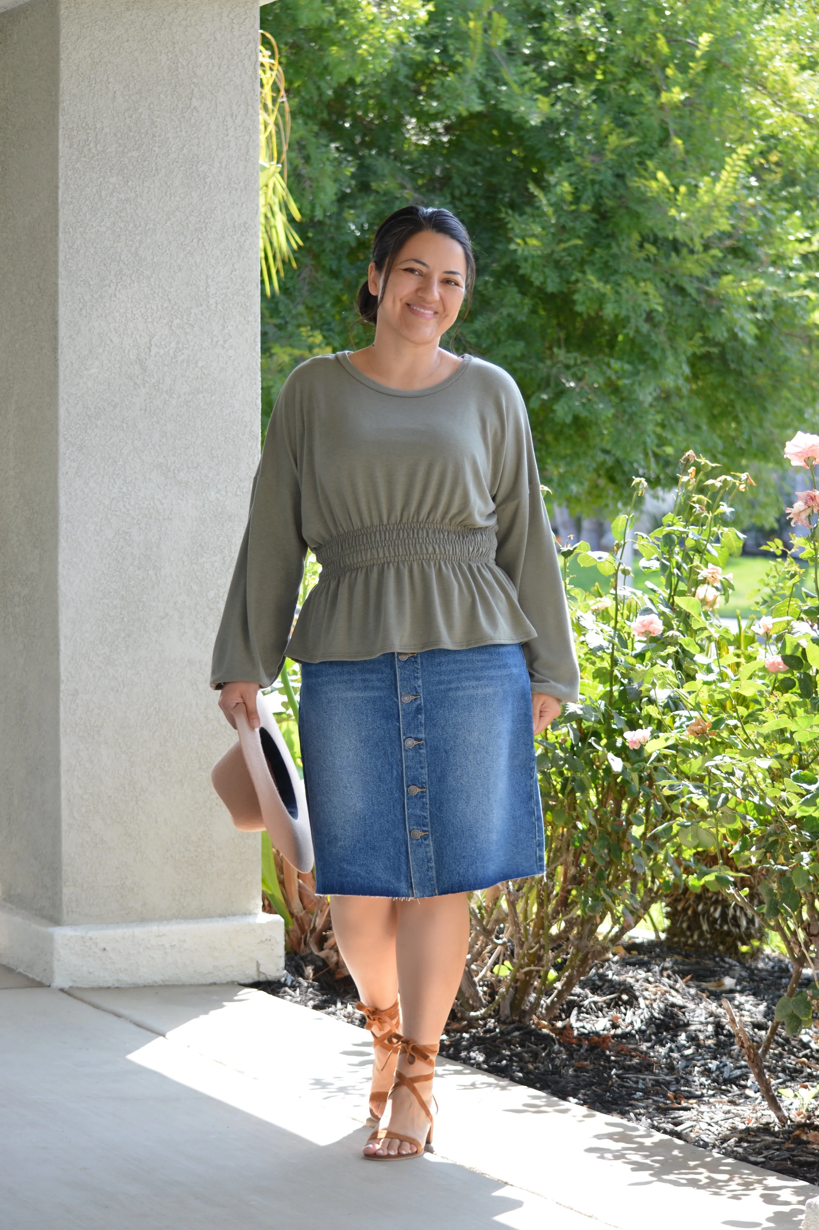 Deanna Structured Buttoned Denim Skirt