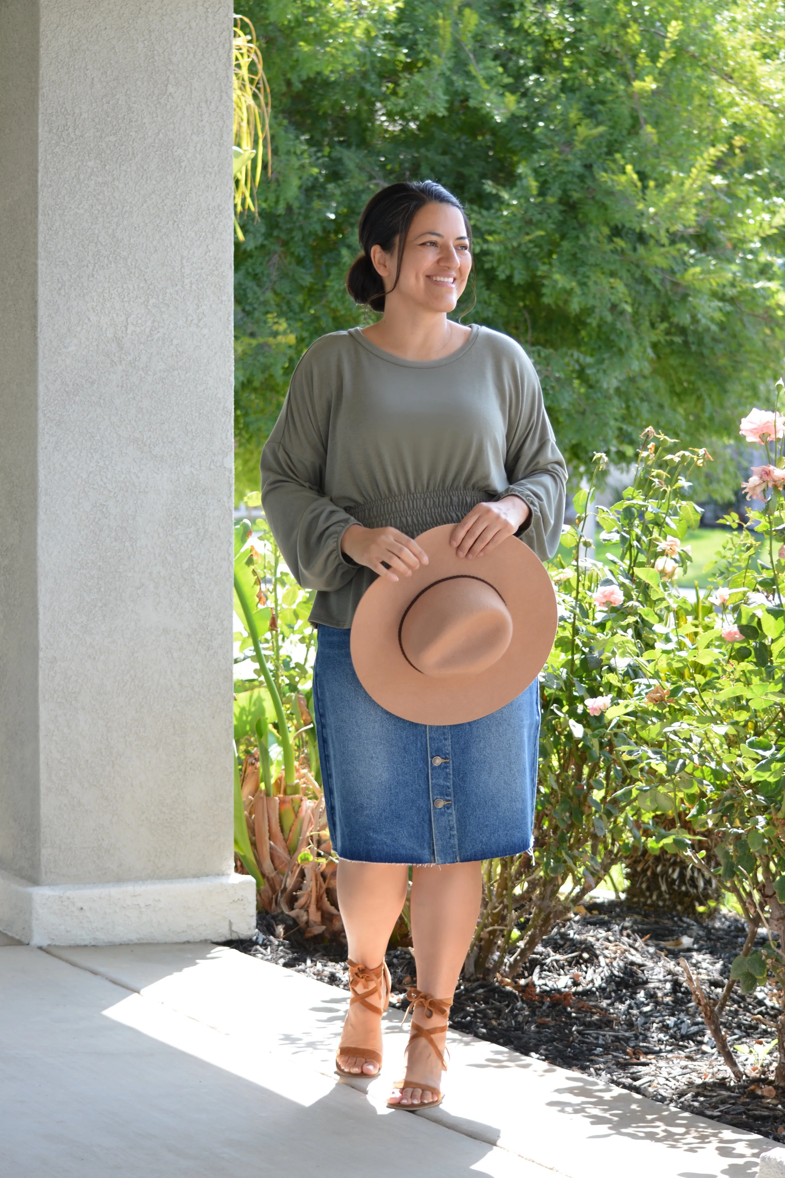 Deanna Structured Buttoned Denim Skirt