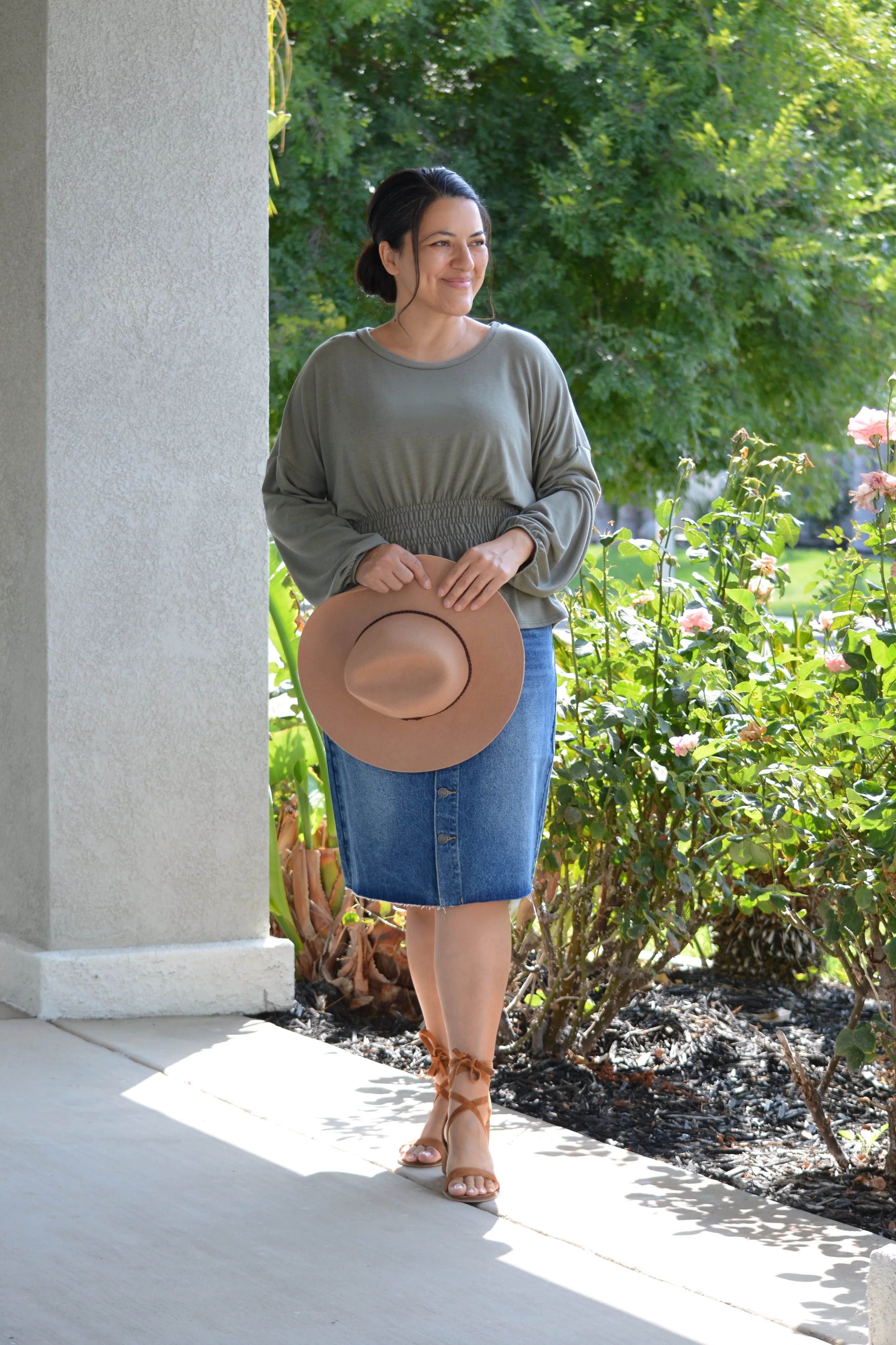 Deanna Structured Buttoned Denim Skirt