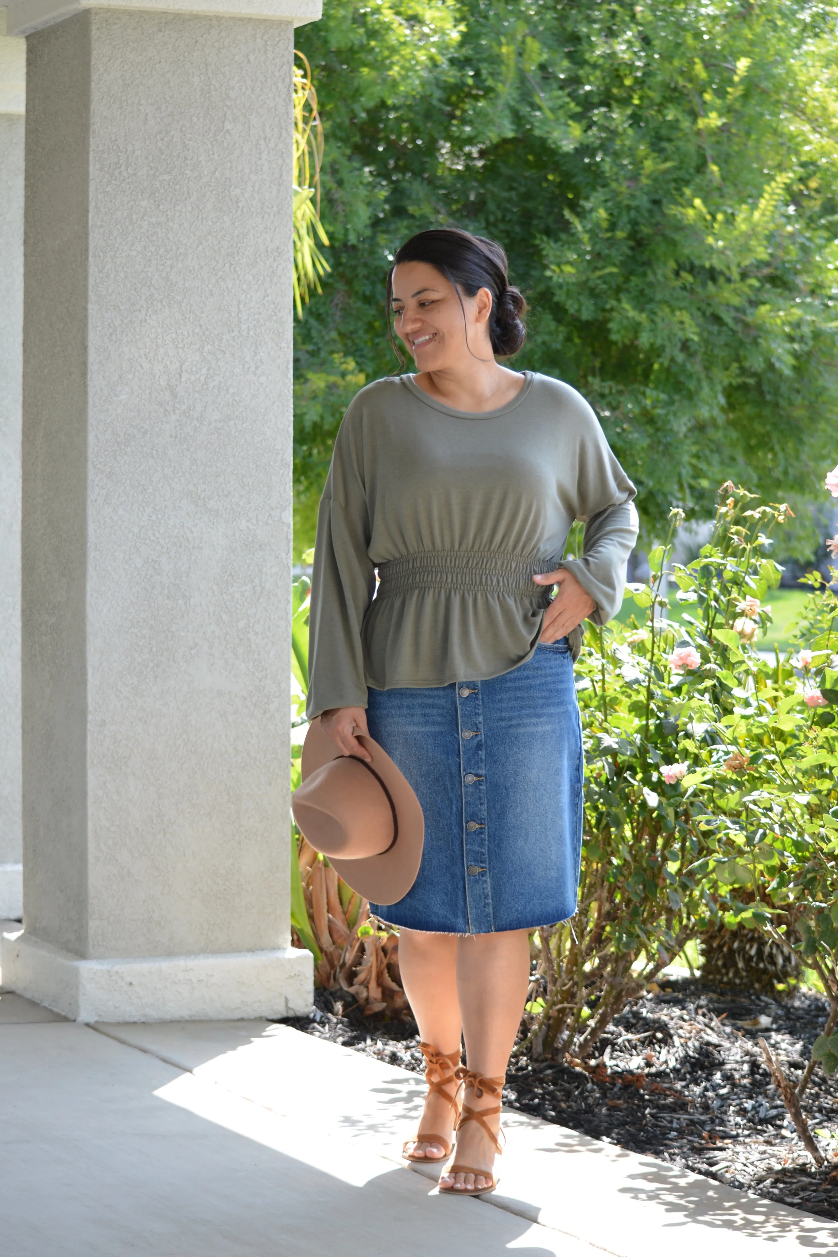 Deanna Structured Buttoned Denim Skirt