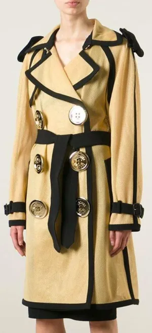 Double-Breasted Bi-Color Trench Coat