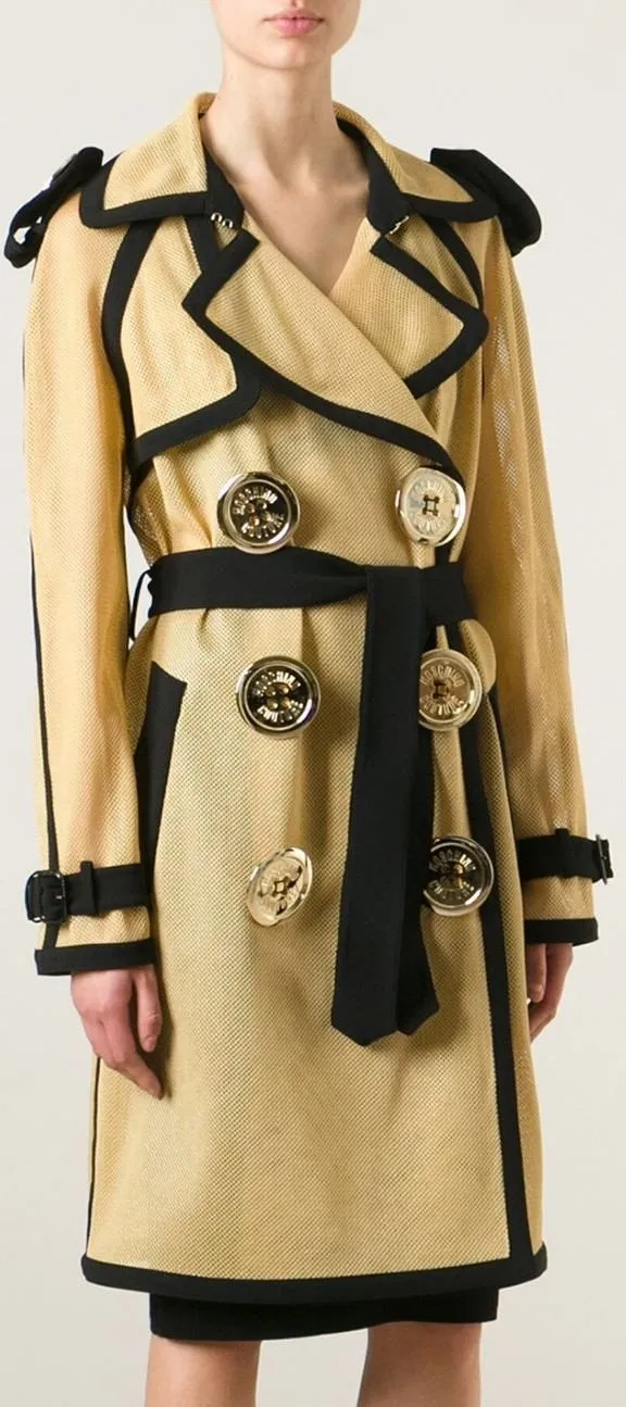 Double-Breasted Bi-Color Trench Coat