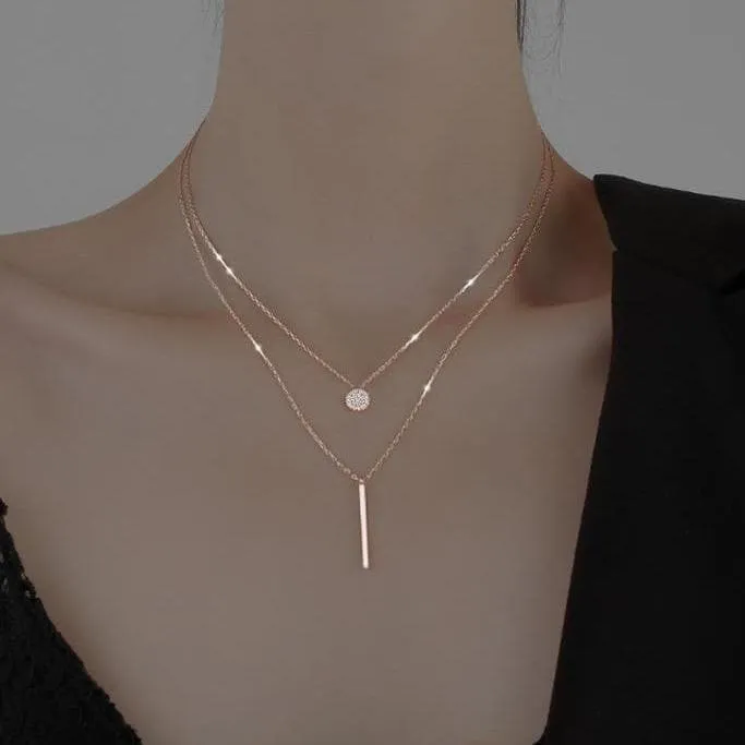 Double Layer Necklace (Platinum   Gold   Rose Gold)