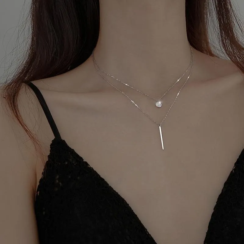 Double Layer Necklace (Platinum   Gold   Rose Gold)