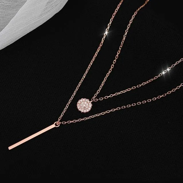Double Layer Necklace (Platinum   Gold   Rose Gold)