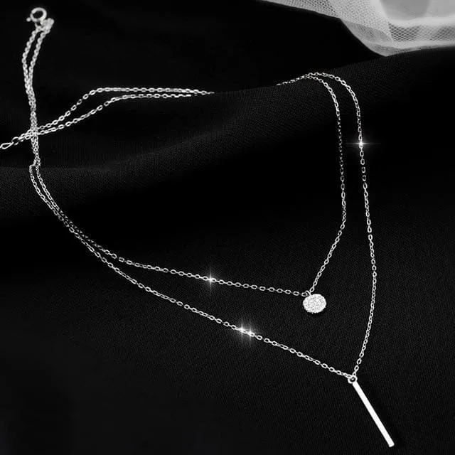 Double Layer Necklace (Platinum   Gold   Rose Gold)
