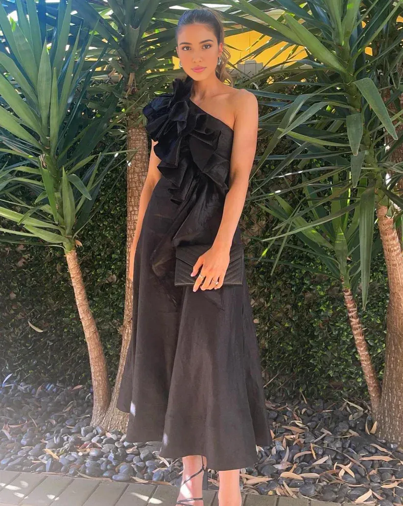 Dress Prom Dress Stores Black A-Line One Shoulder Ruffle Formal Party Dress Formal Dresses