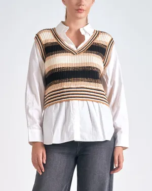 Elan Layered Stripe Sweater Top