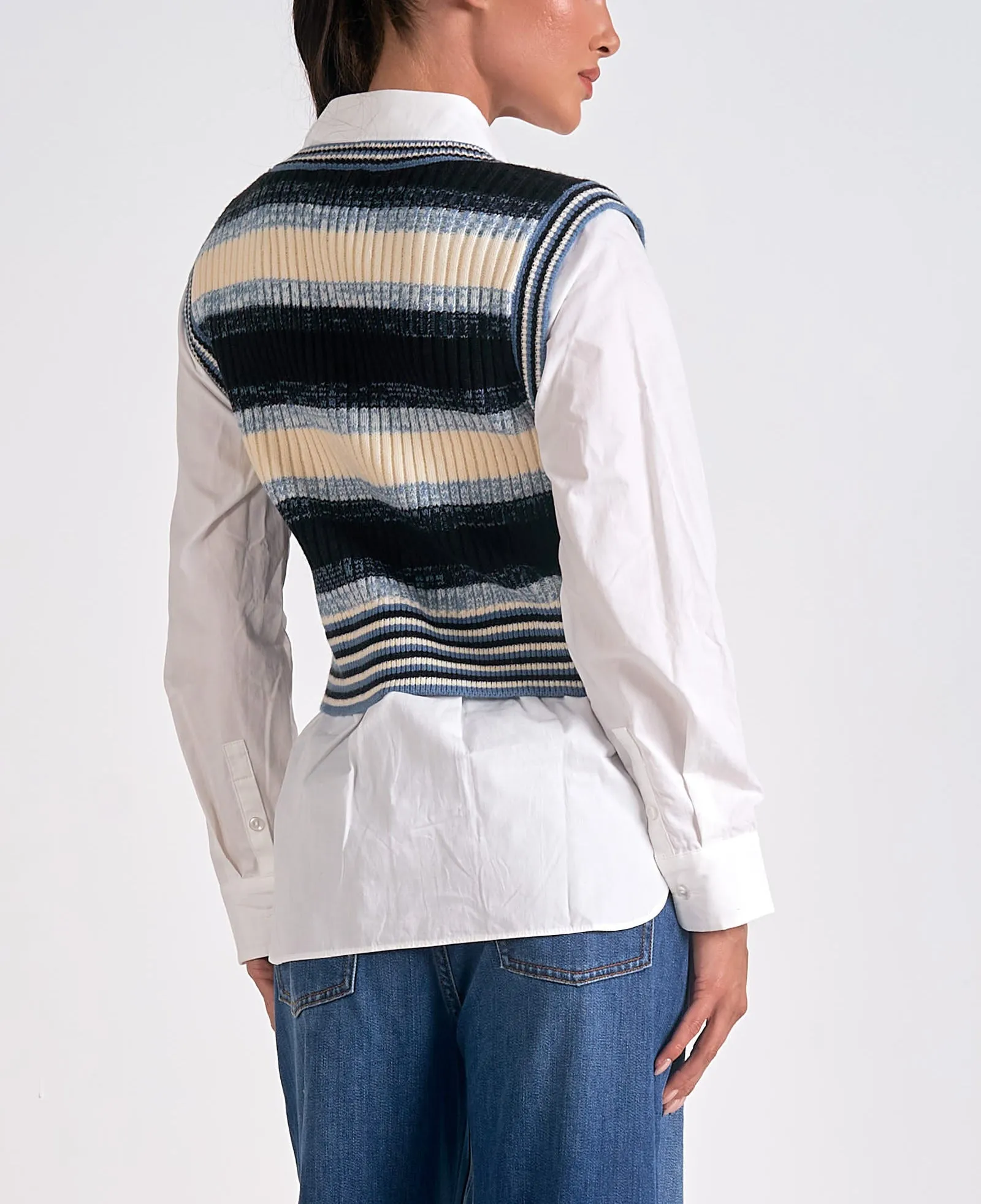 Elan Layered Stripe Sweater Top