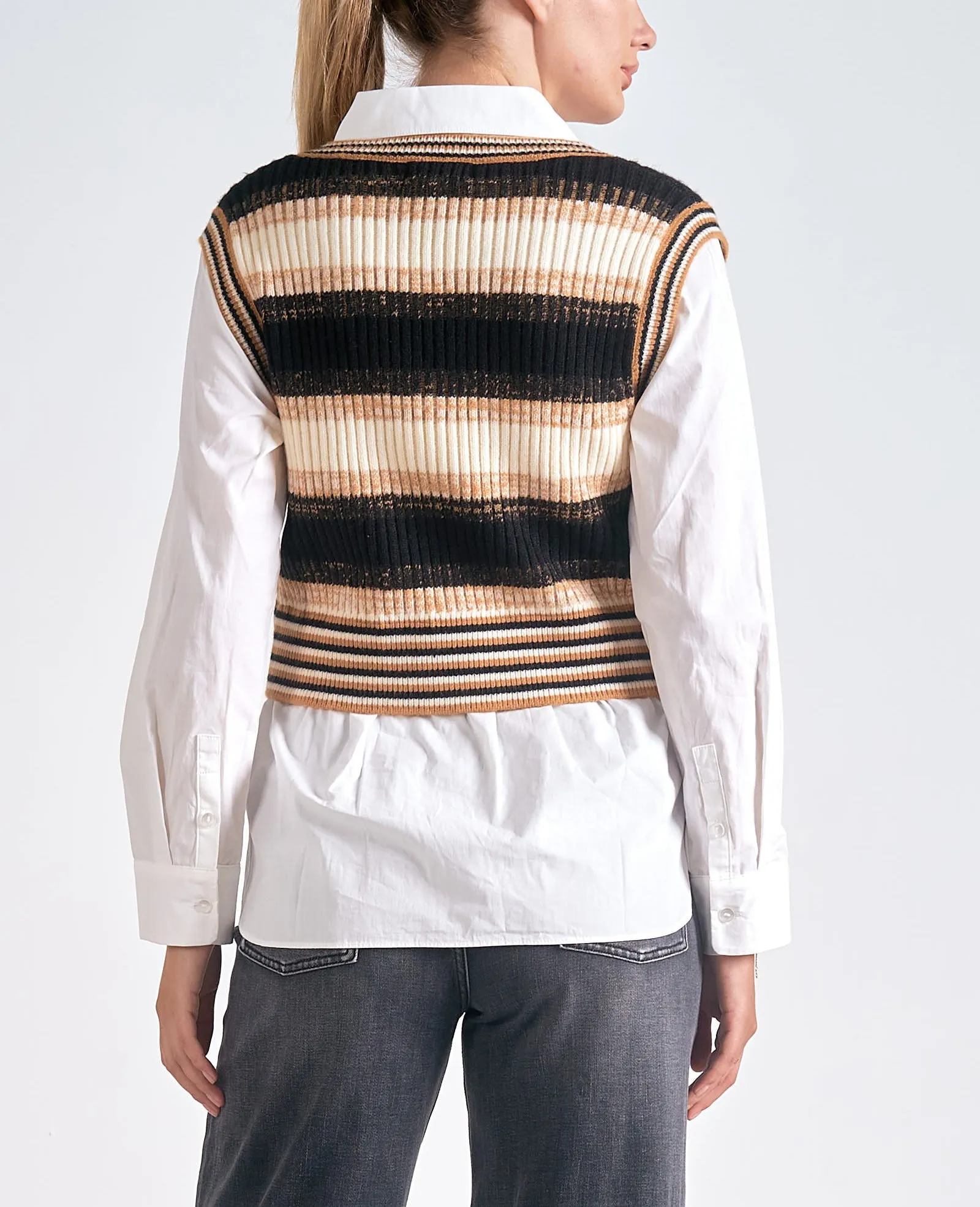 Elan Layered Stripe Sweater Top