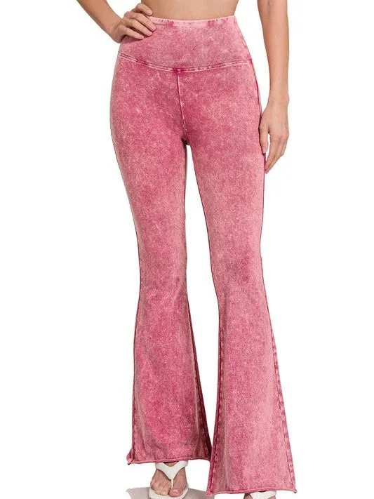 Feeling Groovy High Waisted Acid Wash Wide Leg Pants