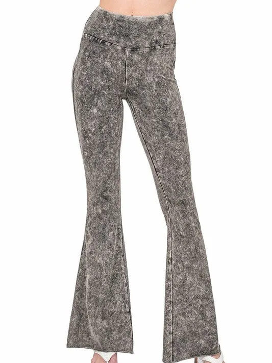 Feeling Groovy High Waisted Acid Wash Wide Leg Pants