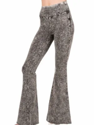 Feeling Groovy High Waisted Acid Wash Wide Leg Pants